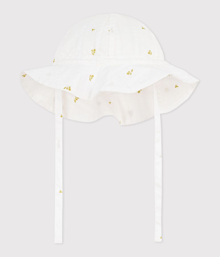 Breitkrempiger Baby-Sonnenhut aus Popeline mit Blumenmuster f&uuml;r M&auml;dchen gr&uuml;n/gr&uuml;n