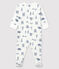 Baby-Strampler 'Paris' aus Rippstrick weiss MARSHMALLOW/blau MAJOR
