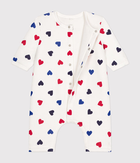 Langer, wattierter Baby-Overall aus Baumwolle weiss MARSHMALLOW/weiss MULTICO