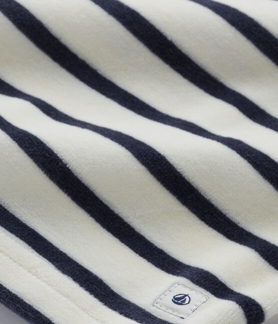 Mädchen-Schlafanzug aus Velours-Frottier beige COQUILLE/blau SMOKING