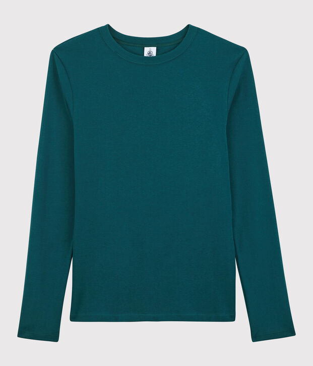 Klassisches Damen-T-Shirt aus Baumwolle mit Rundhalsausschnitt gr&uuml;n