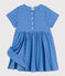 Kurzärmeliges Kinder-Kleid mit englischer Stickerei für Mädchen blau GAULOISE