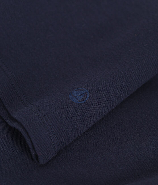 Langärmeliges Damen-T-Shirt L'Iconique aus einfarbigem Rippstrick blau SMOKING