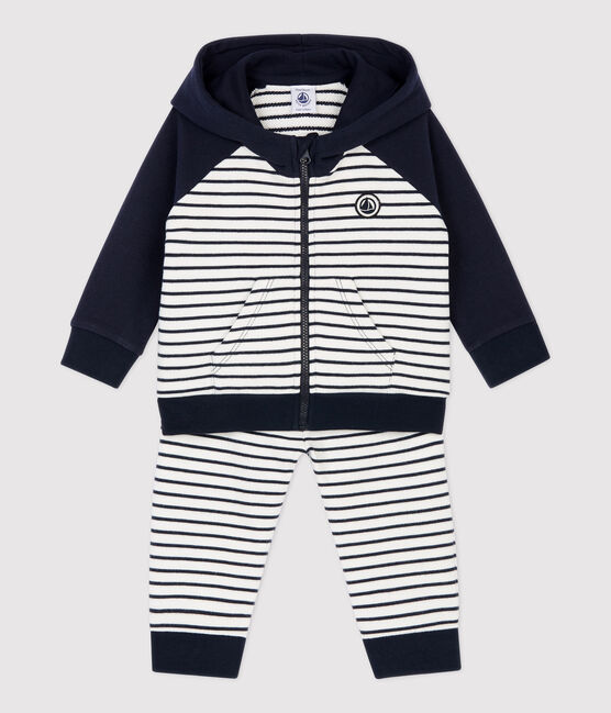 Baby-Jogginganzug aus Molton blau SMOKING/weiss MARSHMALLOW