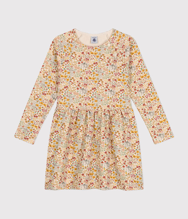Lang&auml;rmeliges Kinder-Kleid aus Doppeljersey f&uuml;r M&auml;dchen naturfarben/vielfarbig