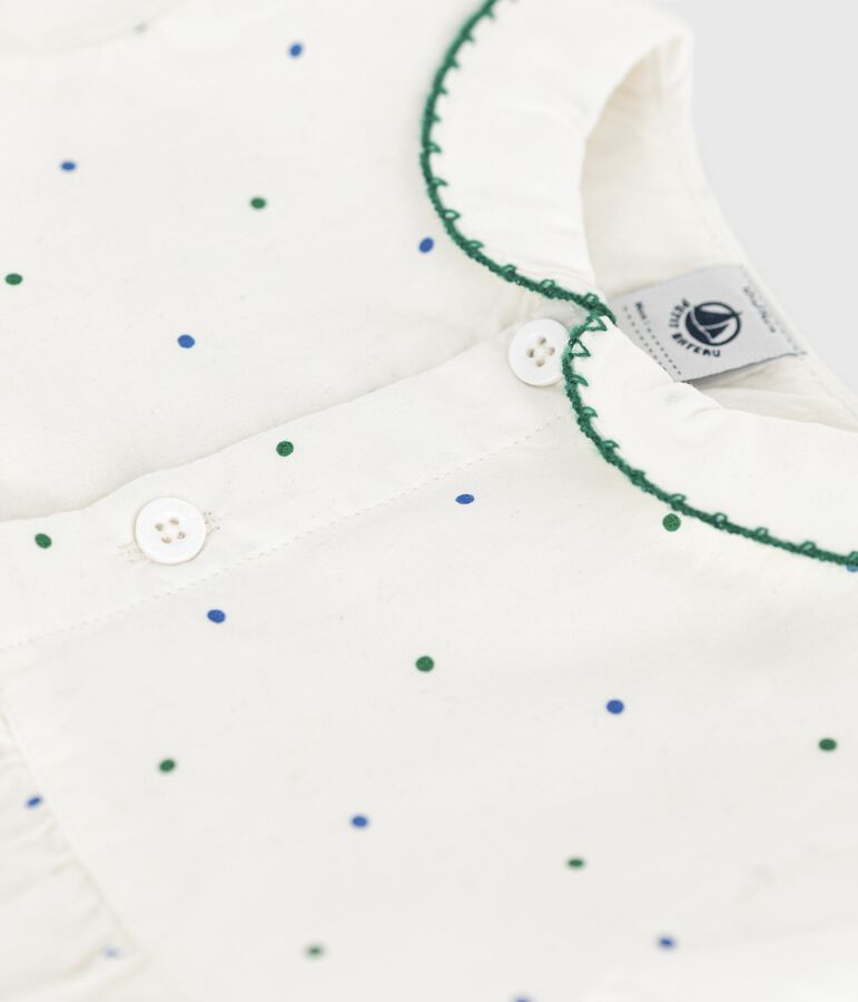 Kurz&auml;rmeliger Strampler mit Kragen aus Baumwolle und P&uuml;nktchenmuster weiss/vielfarbig