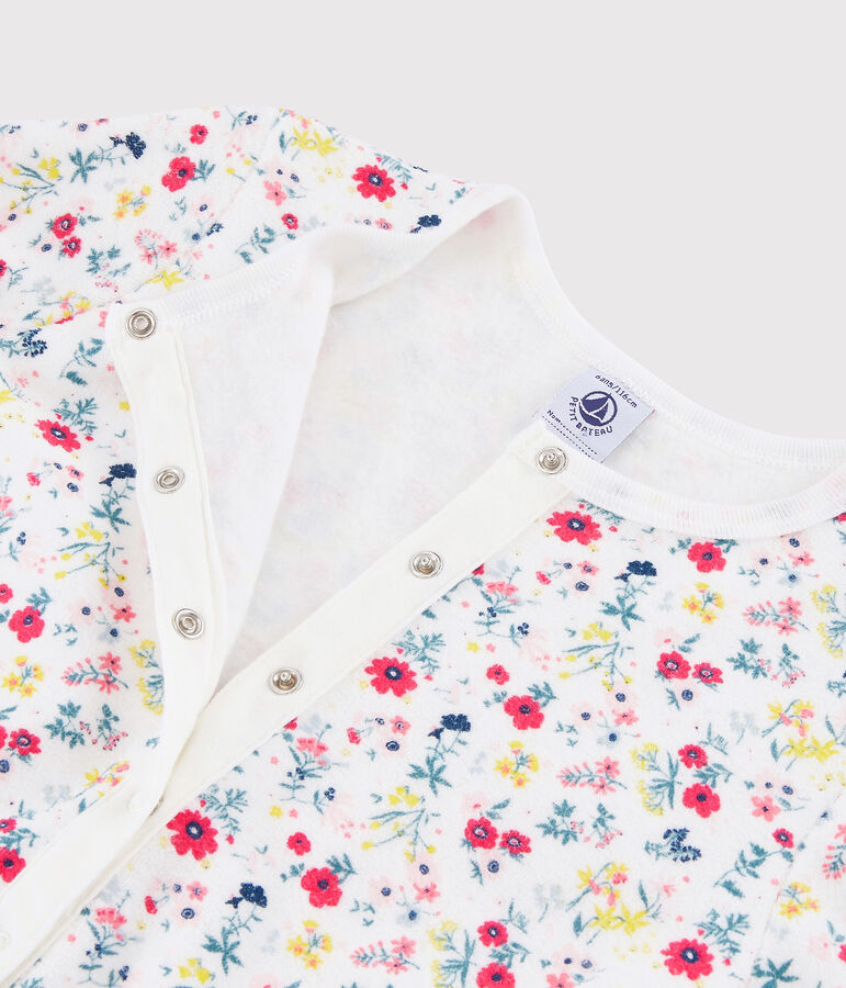 Overall mit Blumenmuster aus Frottee f&uuml;r M&auml;dchen weiss/vielfarbig
