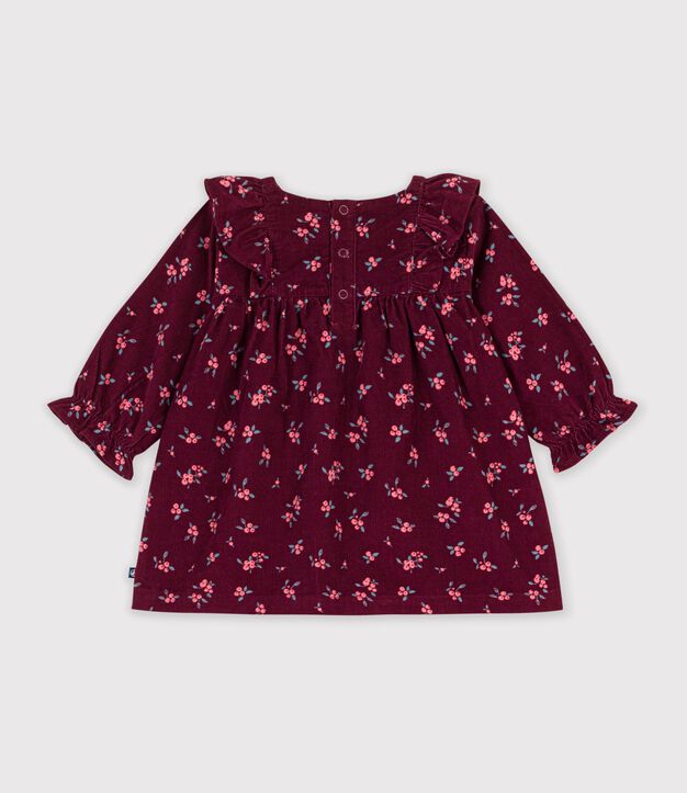 Lang&auml;rmeliges Baby-Kleid aus Feincord mit Blumenmuster rot/vielfarbig