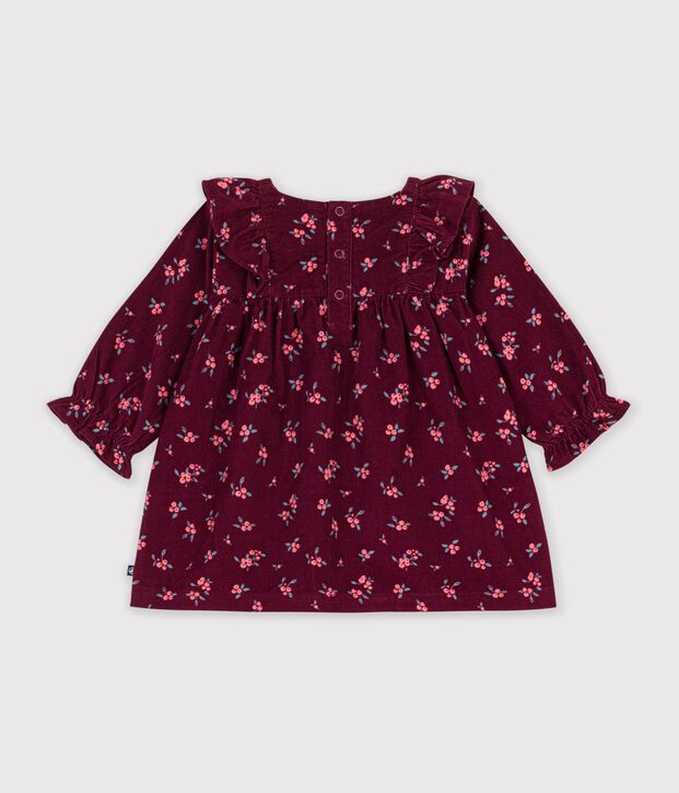 Lang&auml;rmeliges Baby-Kleid aus Feincord mit Blumenmuster rot/vielfarbig