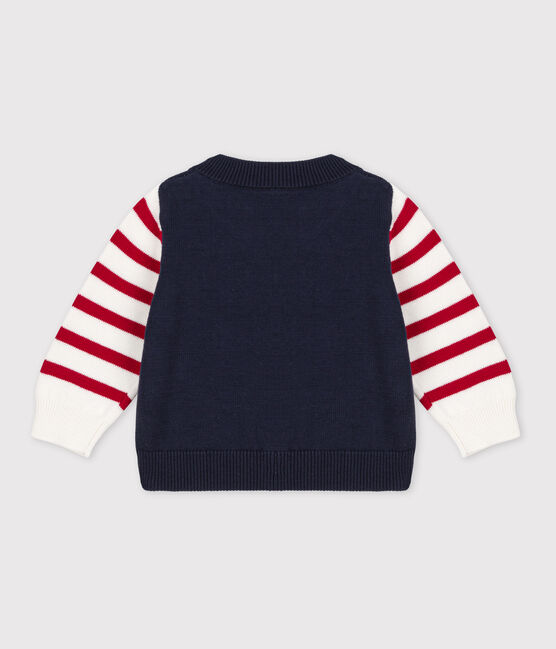 Baby-Cardigan aus Baumwollstrick weiss MARSHMALLOW/weiss MULTICO
