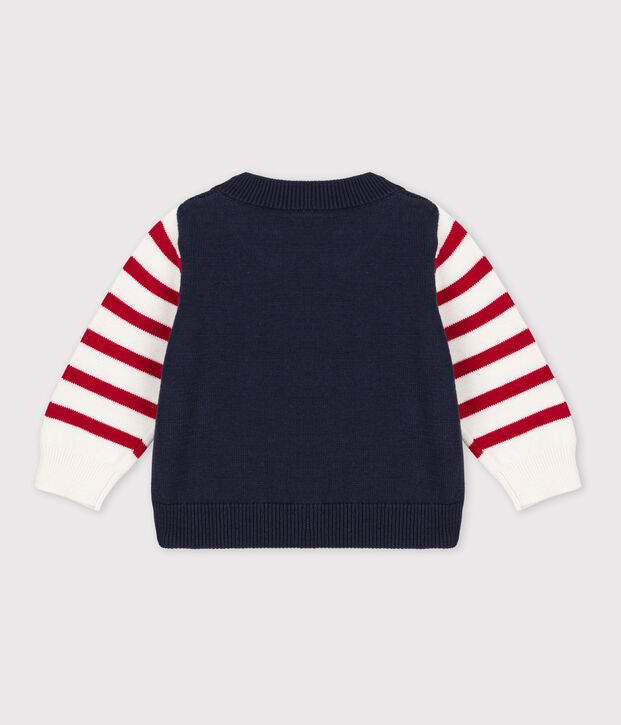 Baby-Cardigan aus Baumwollstrick weiss/vielfarbig