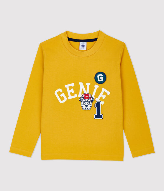 Langärmeliges Kinder-T-Shirt aus Baumwolle für Jungen gelb BOUDOR