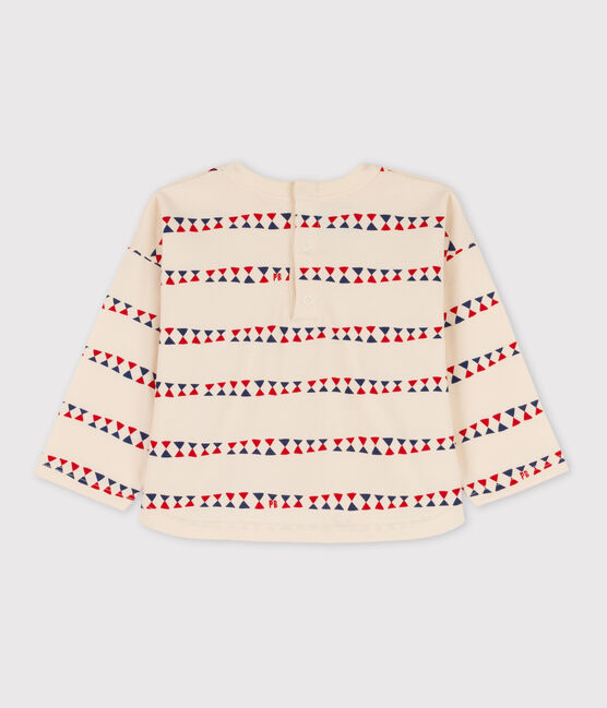 Langärmeliges gemustertes Baby-T-Shirtaus Baumwolle weiss AVALANCHE/ MULTICO