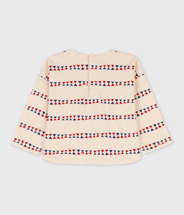 Lang&auml;rmeliges gemustertes Baby-T-Shirtaus Baumwolle naturfarben/vielfarbig