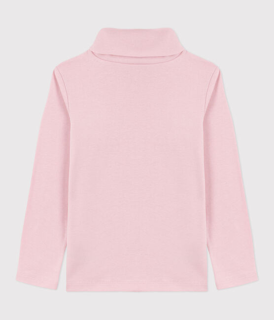 Kinder-Rollkragenshirt aus einfarbiger Baumwolle rosa JOLI