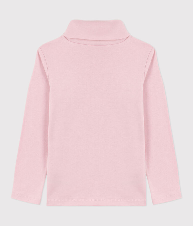 Kinder-Rollkragenshirt aus einfarbiger Baumwolle rosa