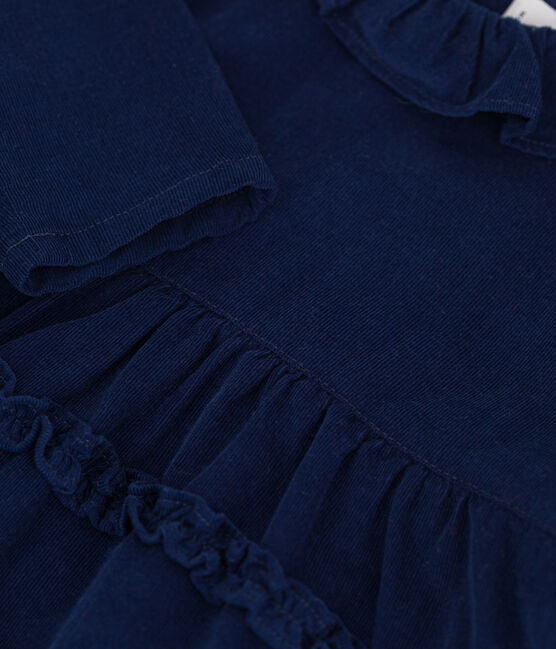 Langärmeliges Babykleid aus Feincord BLEU FONCE