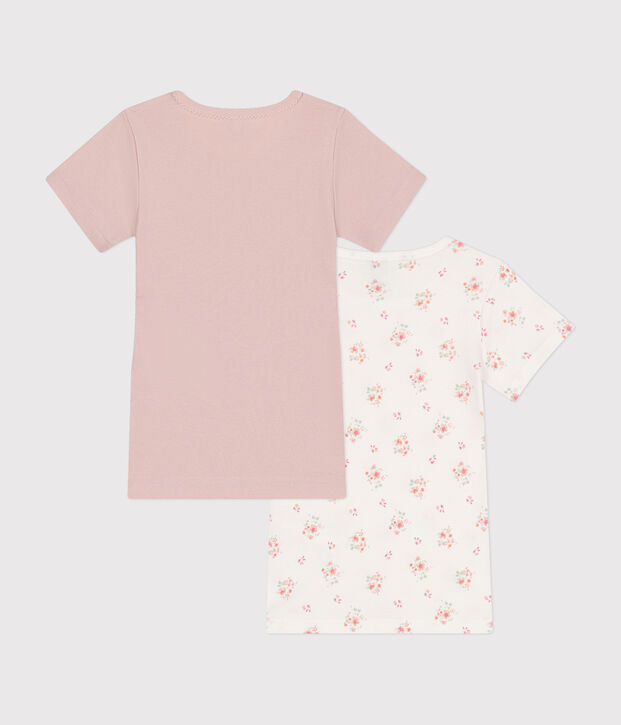 2er-Set kurz&auml;rmelige Kinder-T-Shirts aus Baumwolle mit Blumenmotiv vielfarbig