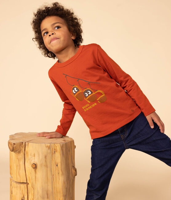 Langärmeliges T-Shirt aus Baumwolle für Kinder Mädchen/Jungen rot HARISSA