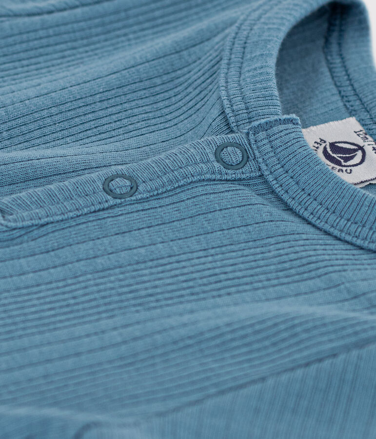 Kurz&auml;rmeliger Baby-Body aus Baumwolle mit Tunikaausschnitt blau