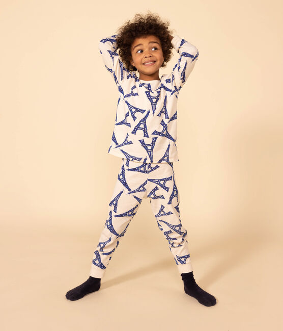 Kinderpyjama Paris aus Baumwolle weiss AVALANCHE/ MULTICO