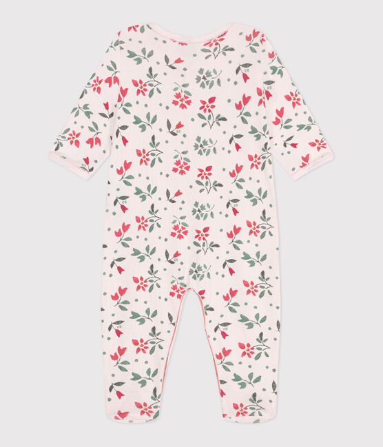 Strampler aus Baumwolle mit Blümchen rosa FLEUR/weiss MULTICO