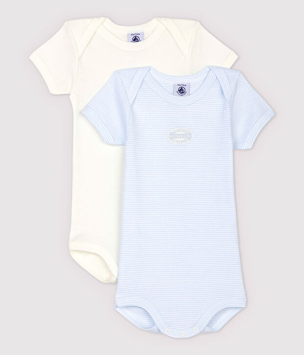 2er-Set kurz&auml;rmelige Baby-Bodys aus Bio-Baumwolle mit Ringelstreifen vielfarbig