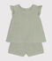 Baby-Set mit Bluse und Shorts aus Musselin-Stoff grün HERBIER