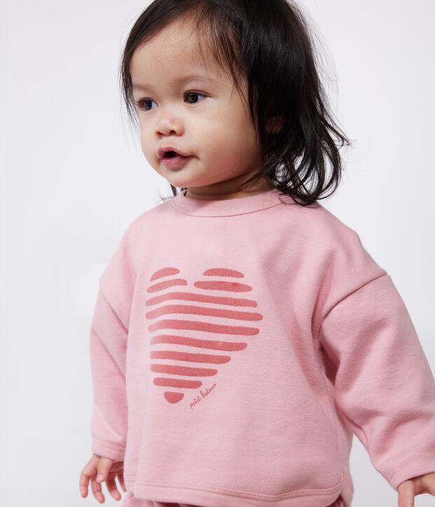 Einfarbiges Baby-Sweatshirt aus Baumwolle rosa