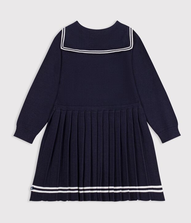 Lang&auml;rmeliges Kinder-Kleid aus einfarbiger Baumwolle SMOKING