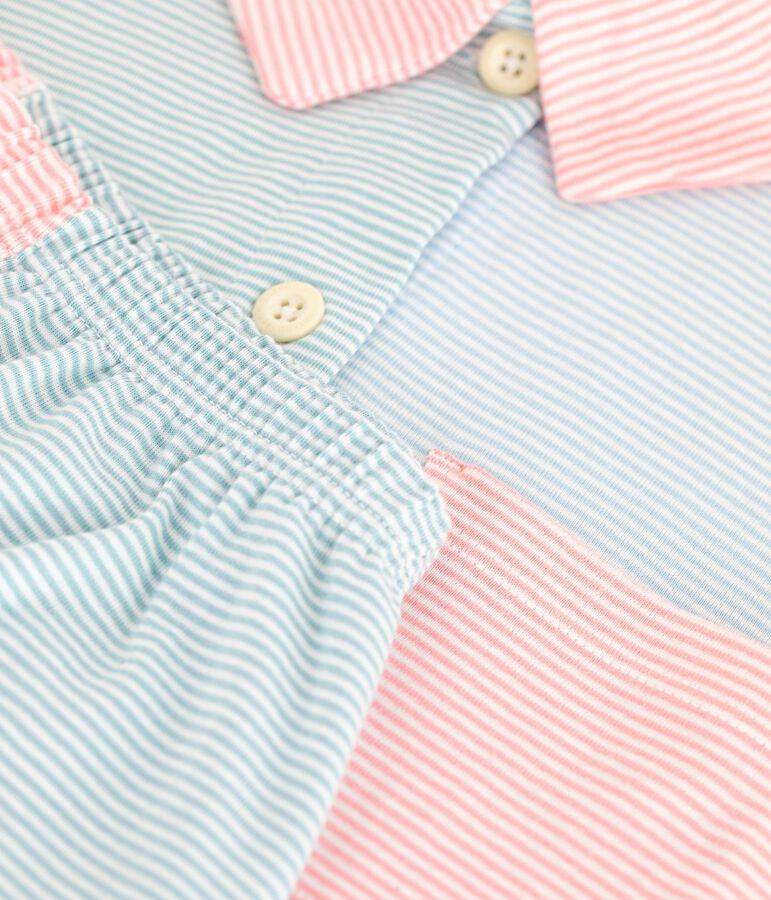 Gestreifte Damen-Pyjamashorts aus Baumwolle mit Knopfleiste weiss/vielfarbig