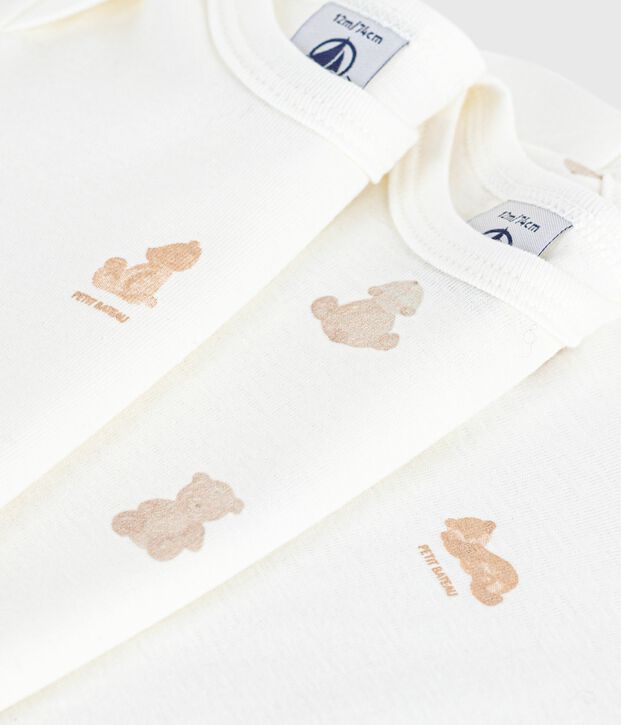 Set kurz&auml;rmeliger Baby-Bodys aus Baumwolle mit B&auml;rmotiv vielfarbig