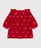 Lang&auml;rmeliges Baby-Kleid aus Feincord mit Stickereien und Schleifenmotiv rot/naturfarben