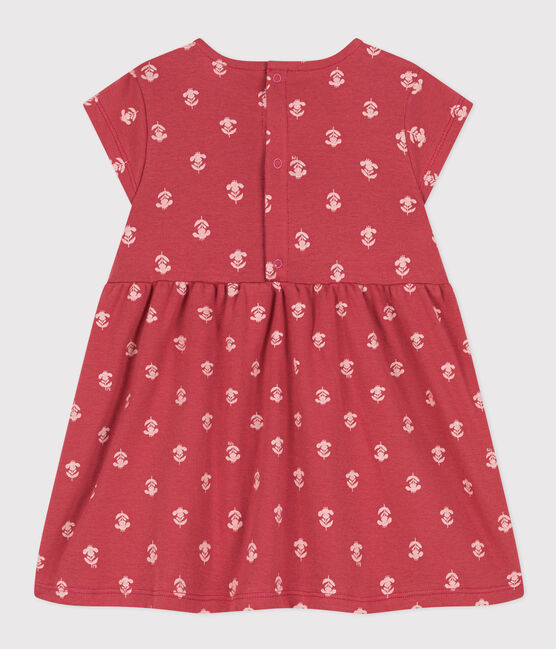 Kurzärmeliges Babykleid aus bedruckter Baumwolle rosa PAPI/beige AVALANCHE