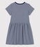 Kinderkleid für Mädchen Petit Bateau × Water Family blau MEDIEVAL/weiss MARSHMALLOW