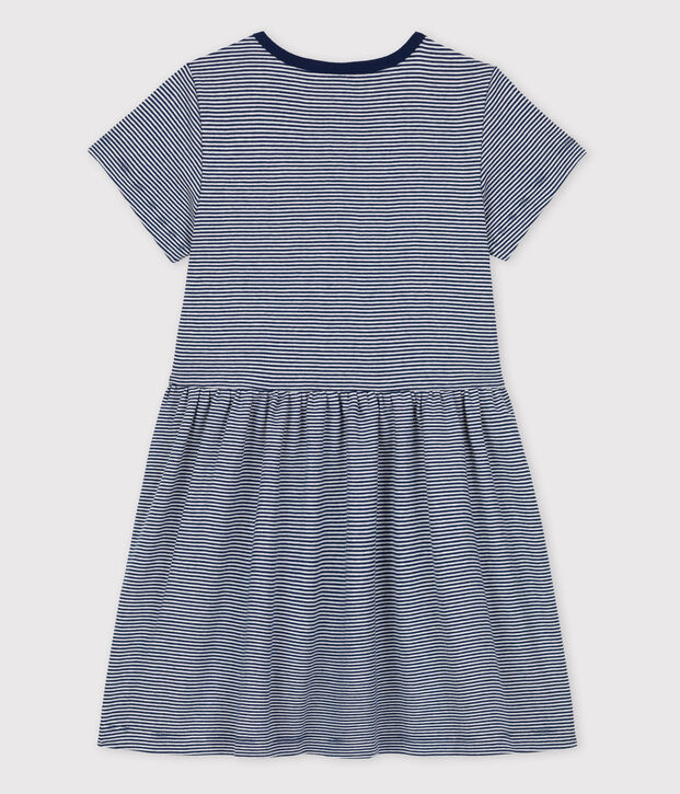 Kinderkleid f&uuml;r M&auml;dchen Petit Bateau &times; Water Family blau/weiss