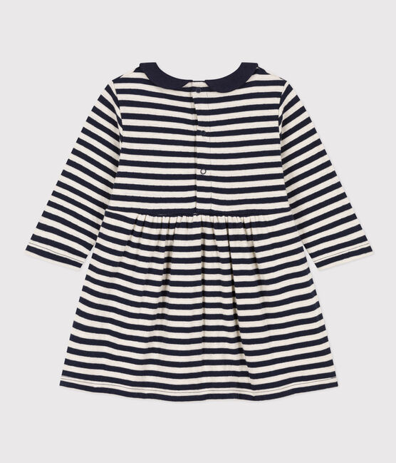 Langärmeliges Babykleid aus gestreiftem Doppeljersey blau SMOKING/ AVALANCHE