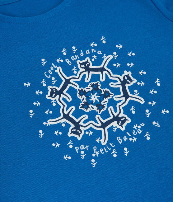 Kurzärmeliges T-Shirt aus Bio-Baumwolle für Mädchen blau DELFT