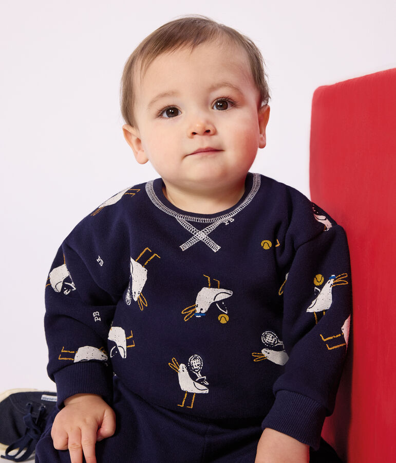 Baby-Kapuzensweatshirt aus Baumwolle mit M&ouml;wenmotiv blau/vielfarbig