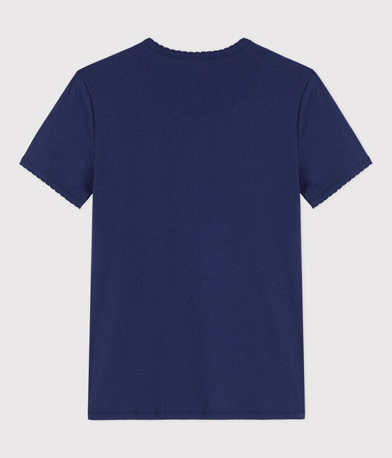 Damen-T-Shirt L’ICONIQUE aus Baumwolle mit Mäusezähnchen blau CHALOUPE