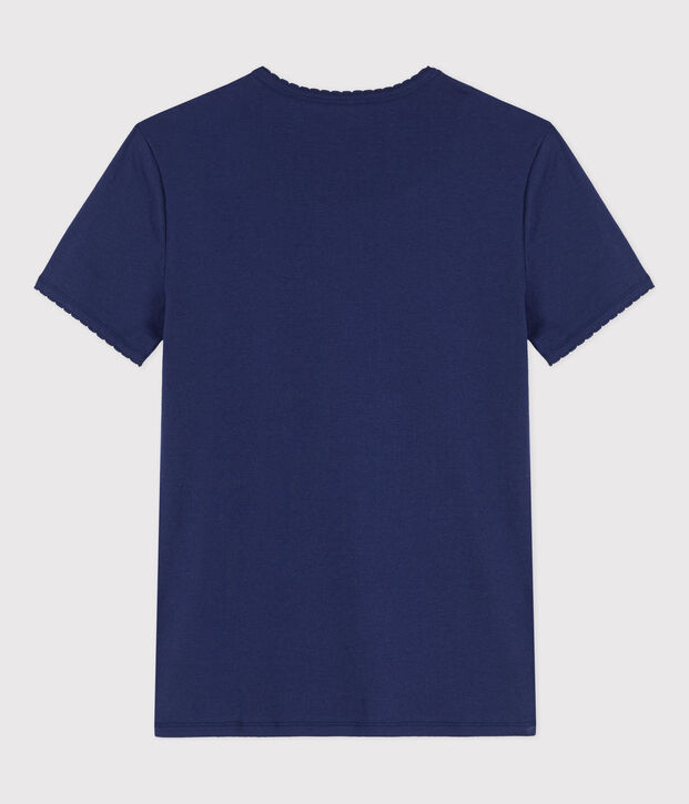 Damen-T-Shirt L&rsquo;ICONIQUE aus Baumwolle mit M&auml;usez&auml;hnchen blau