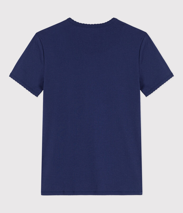 Damen-T-Shirt L&rsquo;ICONIQUE aus Baumwolle mit M&auml;usez&auml;hnchen blau