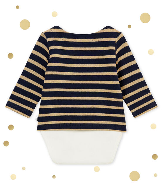 Glitzerndes Baby-Bodykleid für Mädchen blau SMOKING/braun BRINDILLE BRILLANT