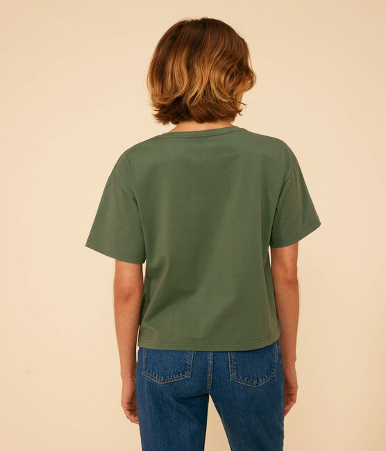 Damen-T-Shirt Le Boxy aus Baumwolle grün CROCO