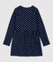 Langärmeliges Kinderkleid aus Molton für Mädchen blau SMOKING/weiss MARSHMALLOW