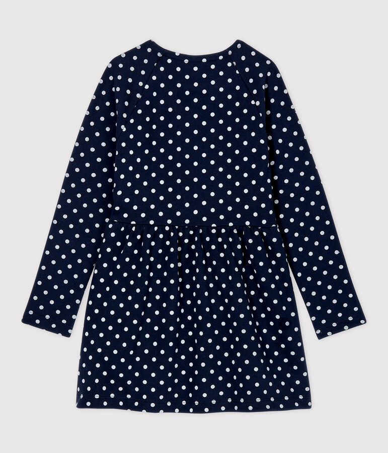 Lang&auml;rmeliges Kinderkleid aus Molton f&uuml;r M&auml;dchen blau SMOKING/weiss MARSHMALLOW
