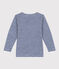Langärmeliges Kinder-T-Shirt aus Wolle und Baumwolle mit Streifen blau MEDIEVAL/weiss MARSHMALLOW