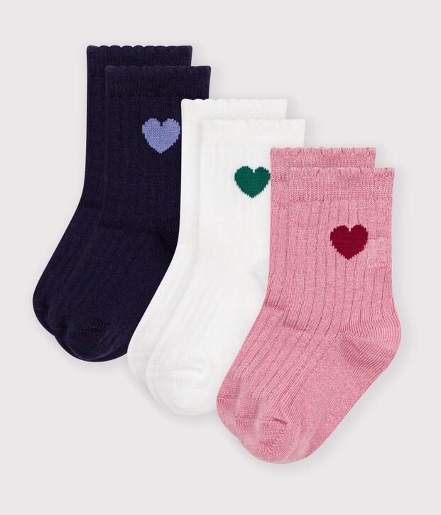 3er-Set Baby-Socken aus Baumwolle mit Herzmotiv vielfarbig