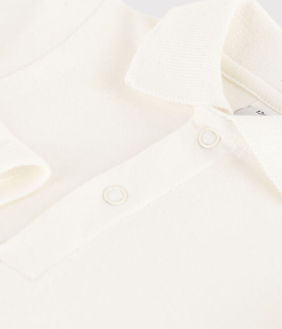 Langärmeliger Baby-Body aus Baumwolle mit Polokragen weiss MARSHMALLOW