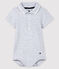 Kurzärmeliger Baby-Body aus Baumwolle mit Polokragen für Jungen grau POUSSIERE CHINE
